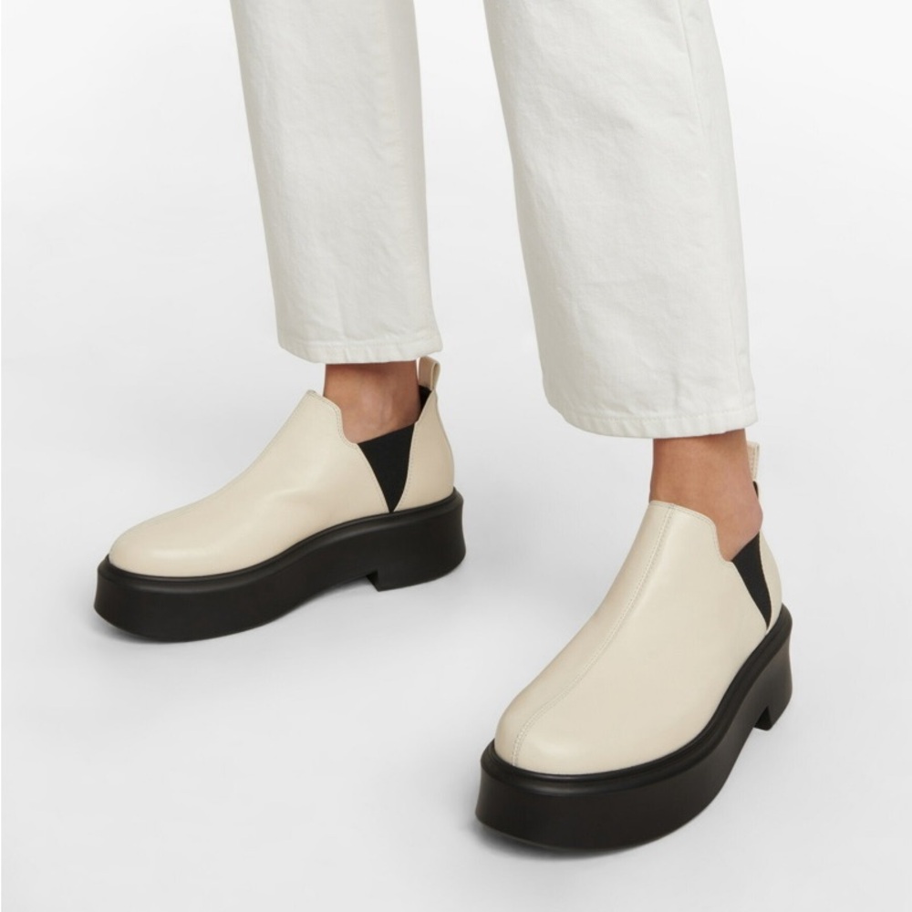 The Row Robin Leather Platform Ankle Boots